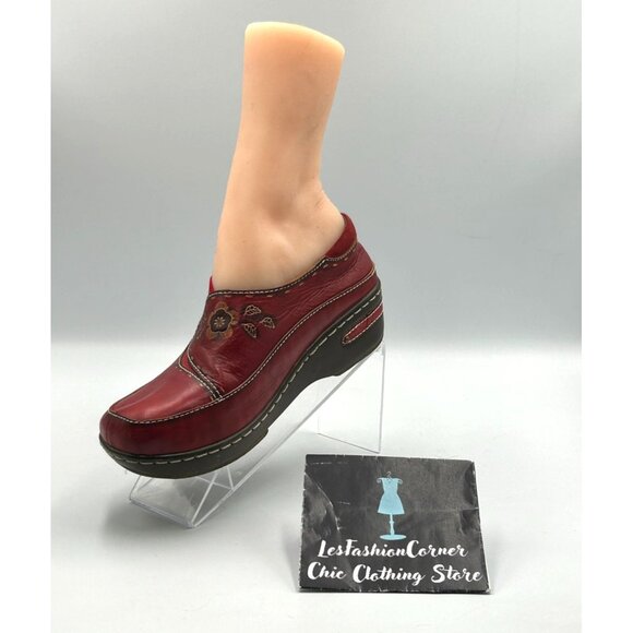 Spring Step L'artiste Women's Red Leather Burbank Slip-On Clogs Sz 7.5 (38) 3113 - Picture 14 of 16